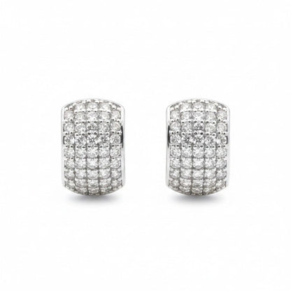 Pave Half Round Hoops Earrings RM ESCZ479 Silver 