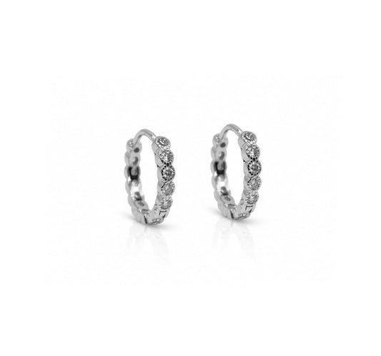 2mm Bezel Hoops Earrings Iishii ESP4645S Silver 