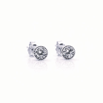 Bezel CZ Stud Earring: 4mm Earrings athenadesigns Sterling- ESP465/4 