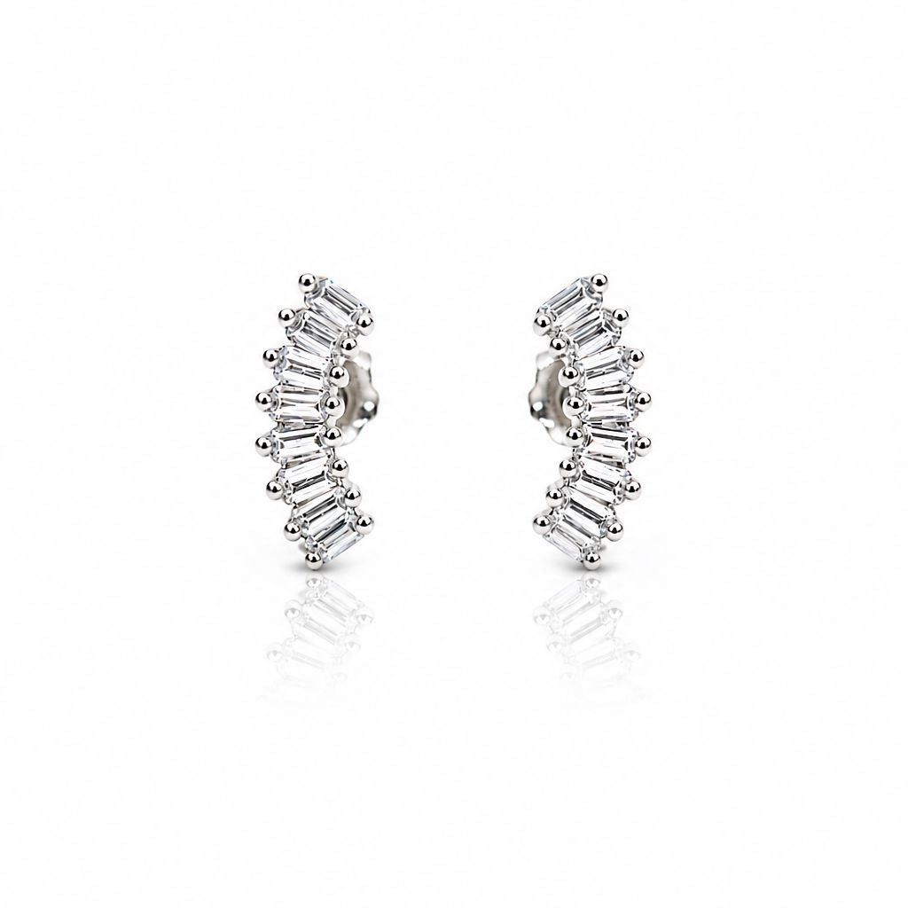 Curved CZ Post Earrings