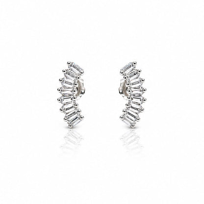 Curved CZ Post Earrings