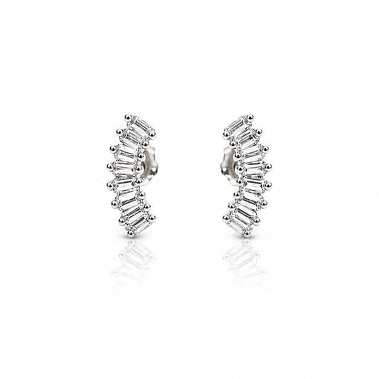 Curved CZ Post Earring: Silver Earrings Athena Designs ESP548 