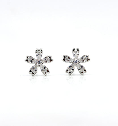 Sakura Studs Earrings Davinci ESS327 Silver 