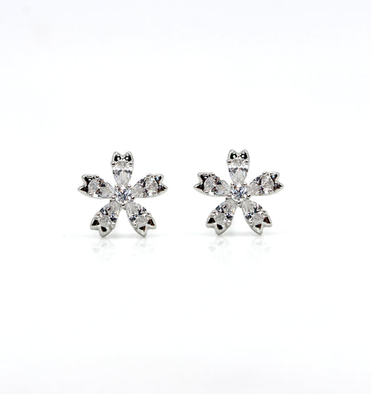 Sakura Studs Earrings Davinci ESS327 Silver 
