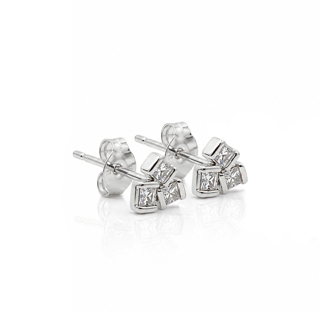 Luxe Square Cluster Studs Earrings Davinci 