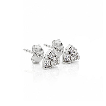 Luxe Square Cluster Studs Earrings Davinci 