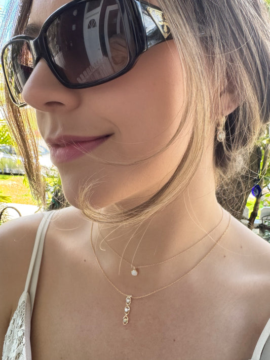 3 Drop Opalite Link Necklace (NGCP3/48OP) Necklaces athenadesigns 