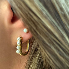 Load image into Gallery viewer, Hoop: Glass Pearls set in Gold Vermeil (EGH483) Earrings athenadesigns 
