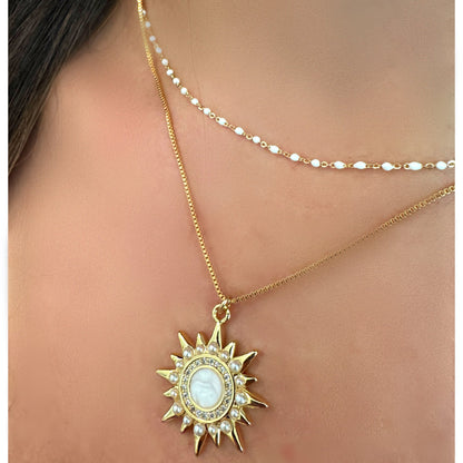 Starburst Pendant With Pearls & CZ (NGCP46035) Necklaces athenadesigns 