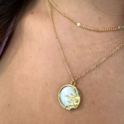 Sun on Mother of Pearl Pendant Necklace (NGCP434SN) Necklaces athenadesigns 