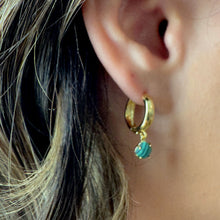 Load image into Gallery viewer, Hoop Earring With 6mm Malachite Stone (EGH740ML) Earrings athenadesigns 
