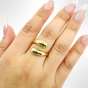 Double Teardrop Adjustable Ring: Gold Plated (RG4008) Rings Athena Designs 