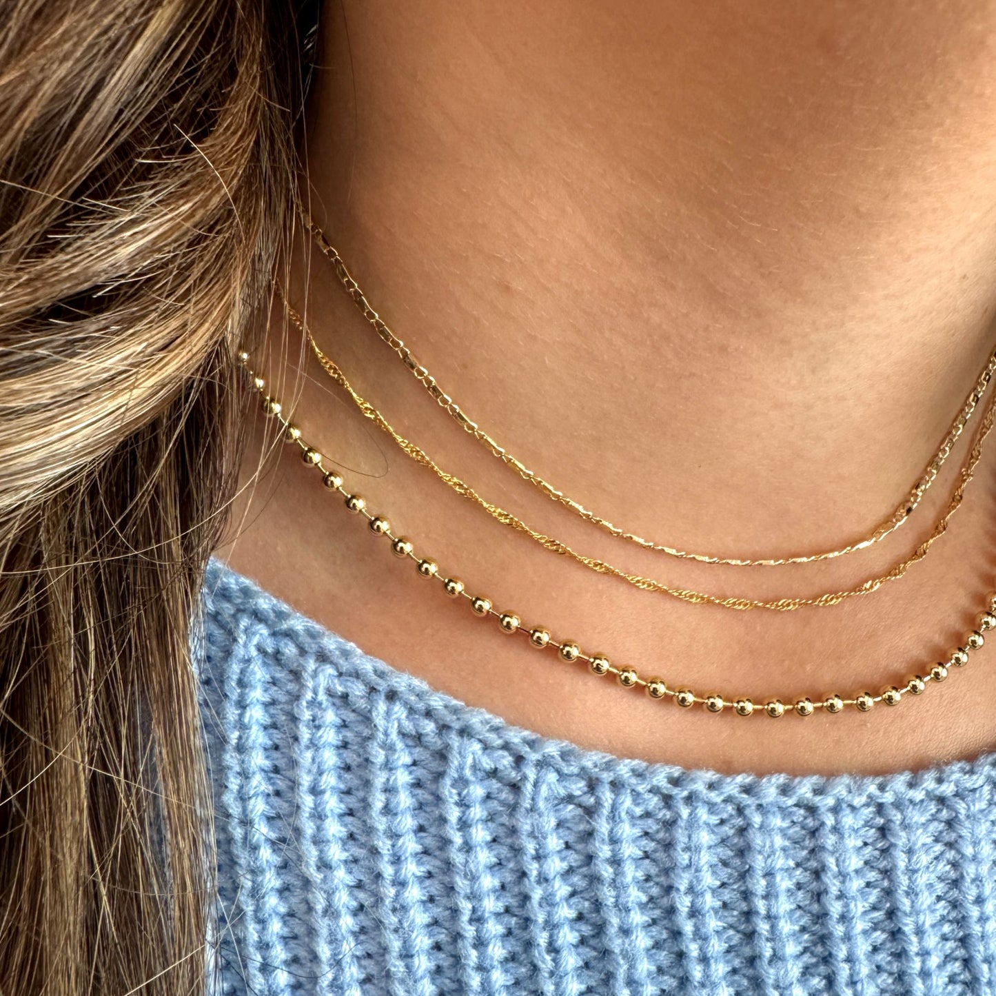Chain: 18kt Gold Fill Beaded Necklace (NG400/3) Necklaces athenadesigns 