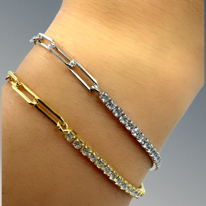 Prong Set CZ With Link Chain Bracelet: Sterling (BCS4540) Bracelet athenadesigns 