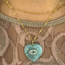 Load image into Gallery viewer, Heart Shaped Aquamarine Pendant with White Topaz Inset Pendant (NGCP677AQ) Necklaces athenadesigns 
