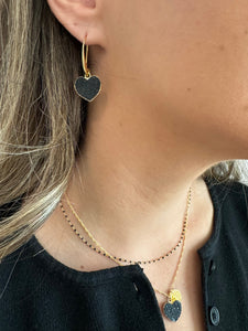 Heart: Electroplated Druzy Heart on 'Twist' Chain Necklace: Black (NGCH764DZX) Necklaces athenadesigns 