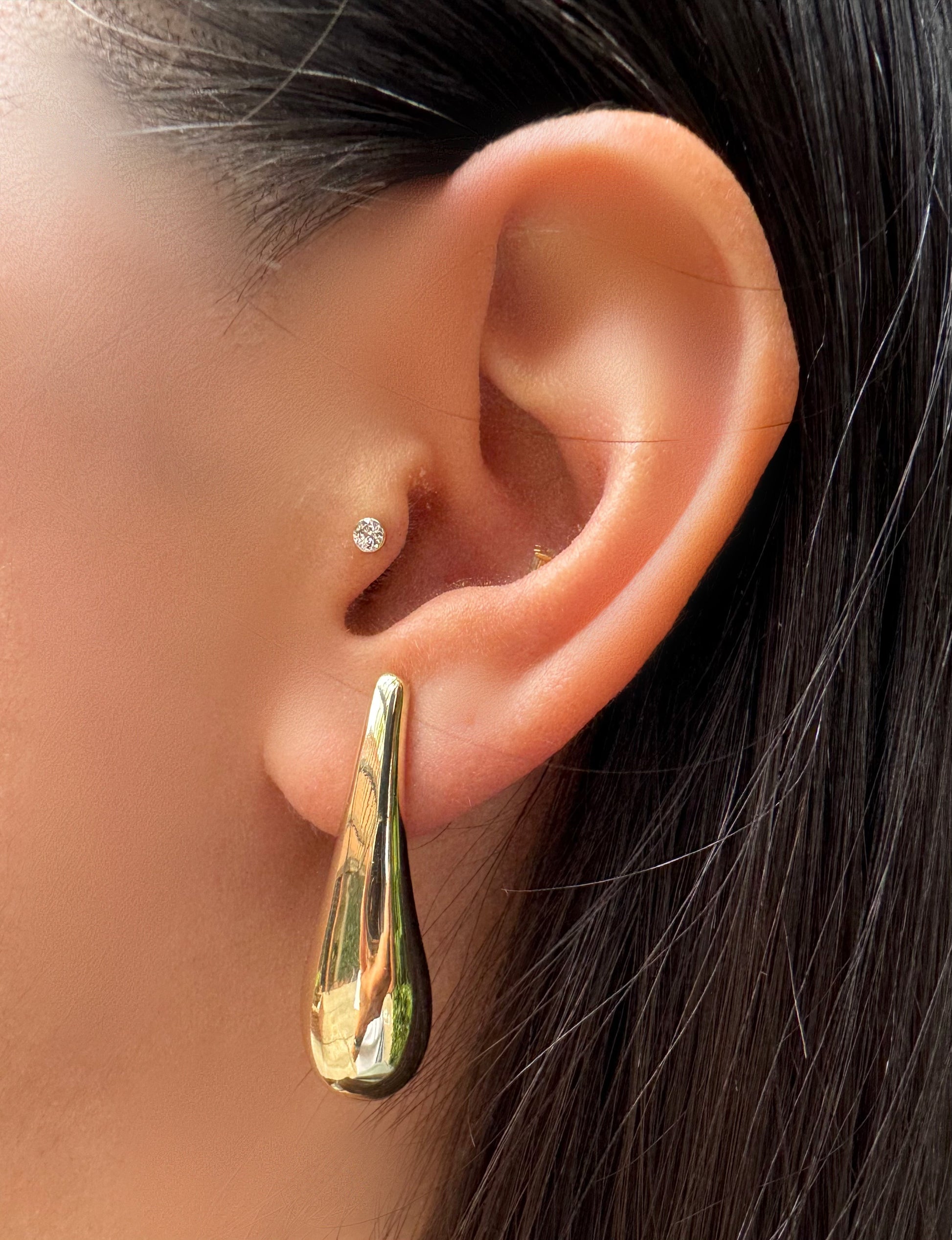 Long Plated Teardrop Post Earring: Gold (EPG4008) Earrings athenadesigns 