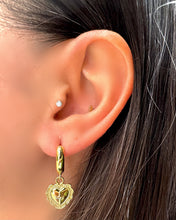 Load image into Gallery viewer, Hoops: Cross in Heart Charm Earrings (EGH64CRS) Earrings athenadesigns 
