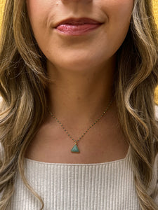 Bezel Set Triangle on Plated or Vermeil Beaded Chain:Amazonite (_NG774AZ) Necklaces athenadesigns 