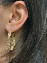 Load image into Gallery viewer, Hoops: Large 18kt Gold Fill and CZ Baguettes (EGHP584) Earrings athenadesigns 
