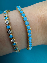 Load image into Gallery viewer, Plated Turquoise CZ Prong Set Bracelet (BNG4655TQ) Bracelet athenadesigns 
