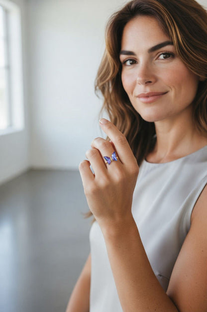 Glass Butterfly Ring Lavender Rings Trend Lab 