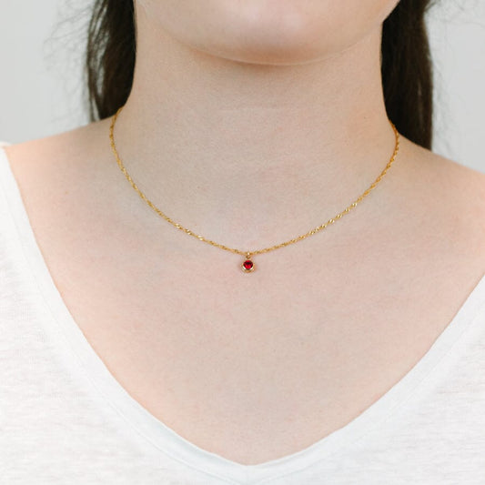Round Bezel Birthstone Necklace - January Necklaces athenadesigns 