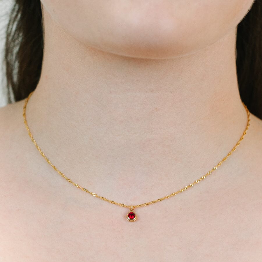 Round Bezel Birthstone Necklace - January Necklaces athenadesigns 