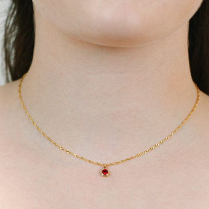 Round Bezel Birthstone Necklace - January Necklaces athenadesigns 