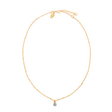 Load image into Gallery viewer, Round Bezel Birthstone Necklace - March Necklaces athenadesigns NBST03AQ Aquamarine Blue 
