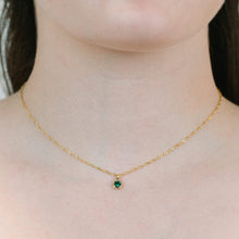 Load image into Gallery viewer, Round Bezel Birthstone Necklace - May Necklaces athenadesigns 
