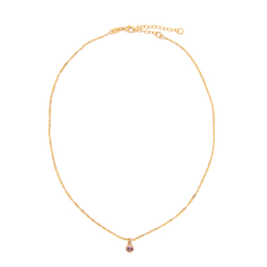 Round Bezel Birthstone Necklace - June Necklaces athenadesigns NBST06AL Alexandrite Purple 