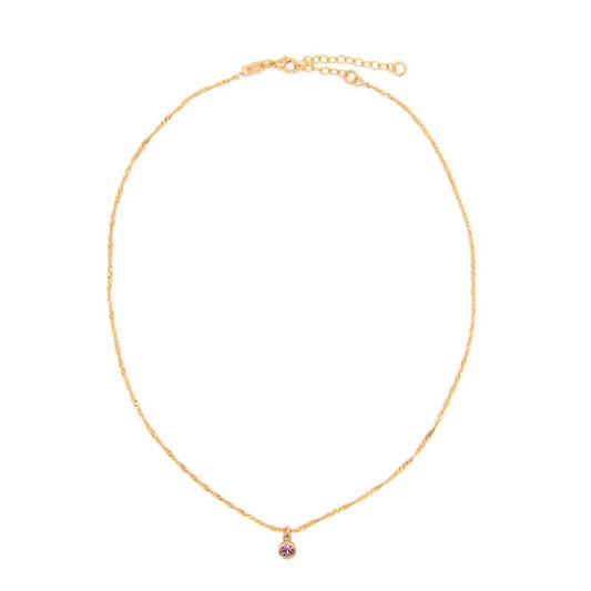 Round Bezel Birthstone Necklace - June Necklaces athenadesigns NBST06AL Alexandrite Purple 