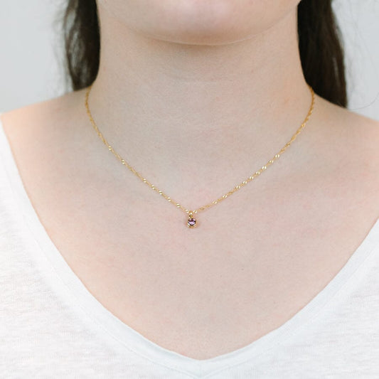 Round Bezel Birthstone Necklace - June Necklaces athenadesigns 