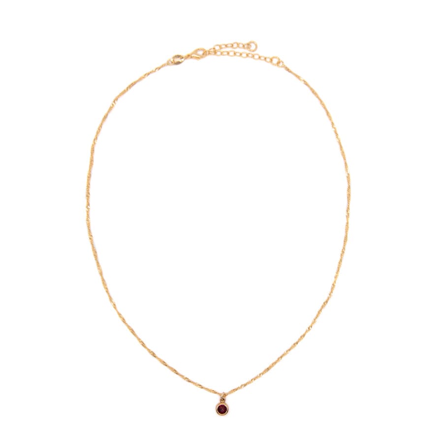 Round Bezel Birthstone Necklace - July Necklaces athenadesigns NBST07RB Ruby Red 