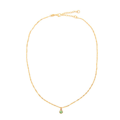 Round Bezel Birthstone Necklace - August Necklaces athenadesigns NBST08PD Peridot Green 