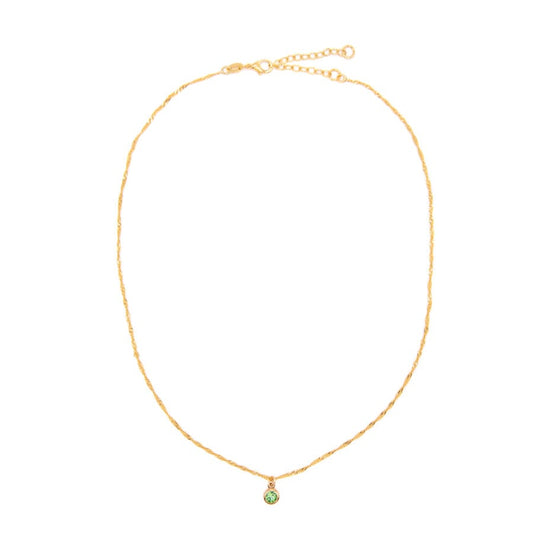 Round Bezel Birthstone Necklace - August Necklaces athenadesigns NBST08PD Peridot Green 