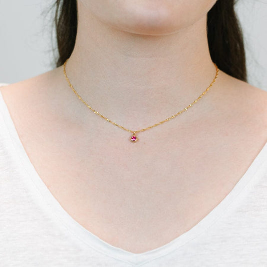 Round Bezel Birthstone Necklace - October Necklaces athenadesigns 