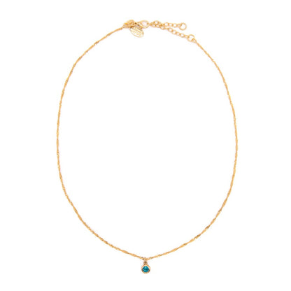 Round Bezel Birthstone Necklace - December Necklaces athenadesigns NBST12TZ Topaz Blue 