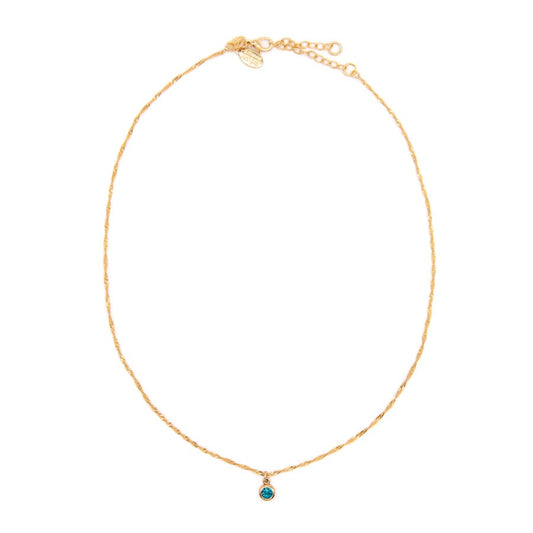 Round Bezel Birthstone Necklace - December Necklaces athenadesigns NBST12TZ Topaz Blue 