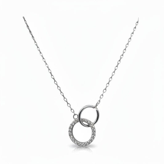 Circle-in-Circle CZ Necklace Necklaces athenadesigns NC46065 