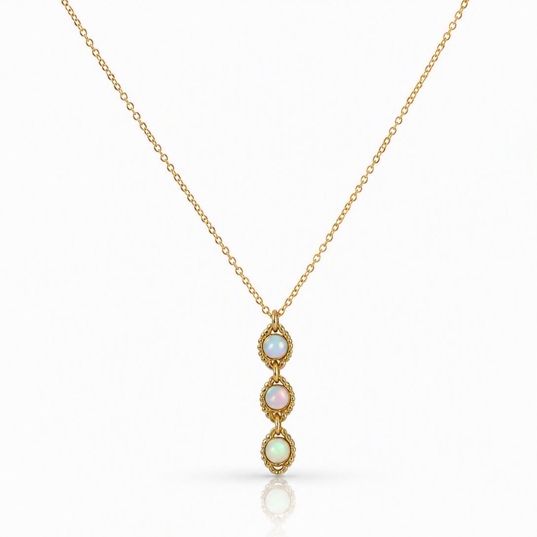 Triple Drop Opalite Link Necklace Necklaces athenadesigns NGCP3/48OP 