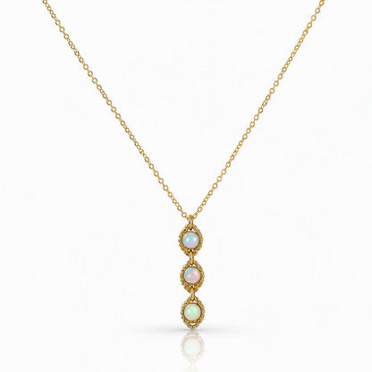 Triple Drop Opalite Link Necklace Necklaces athenadesigns NGCP3/48OP 