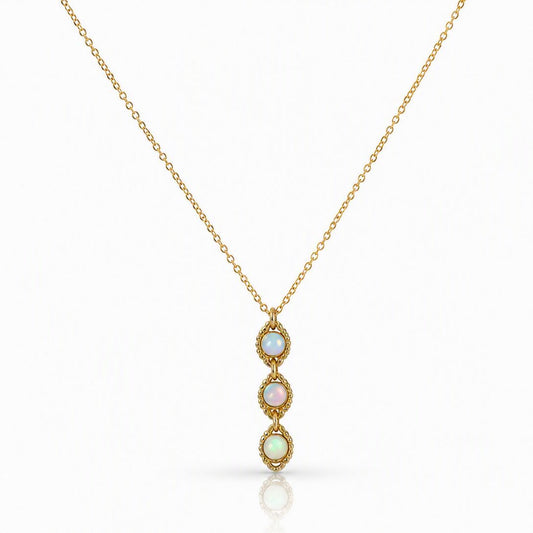 Triple Drop Opalite Link Necklace Necklaces athenadesigns NGCP3/48OP 