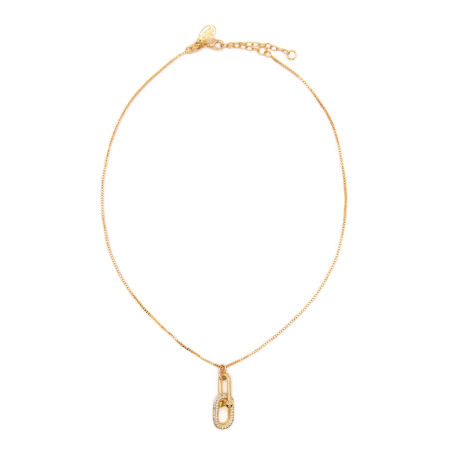 Clear Cz Link Necklace Necklaces athenadesigns NCG402CZ Gold 