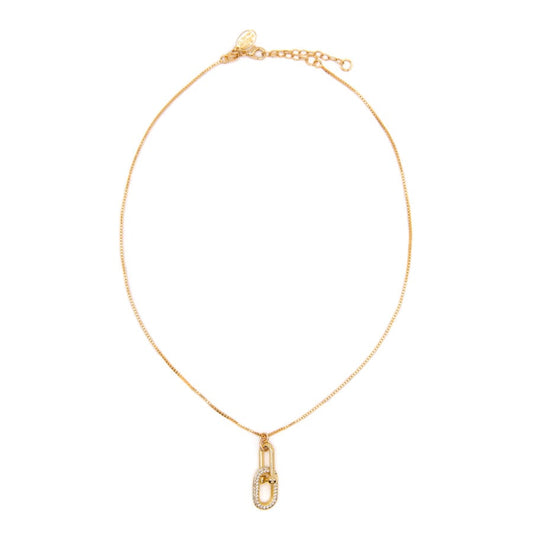 Clear Cz Link Necklace Necklaces athenadesigns NCG402CZ Gold 