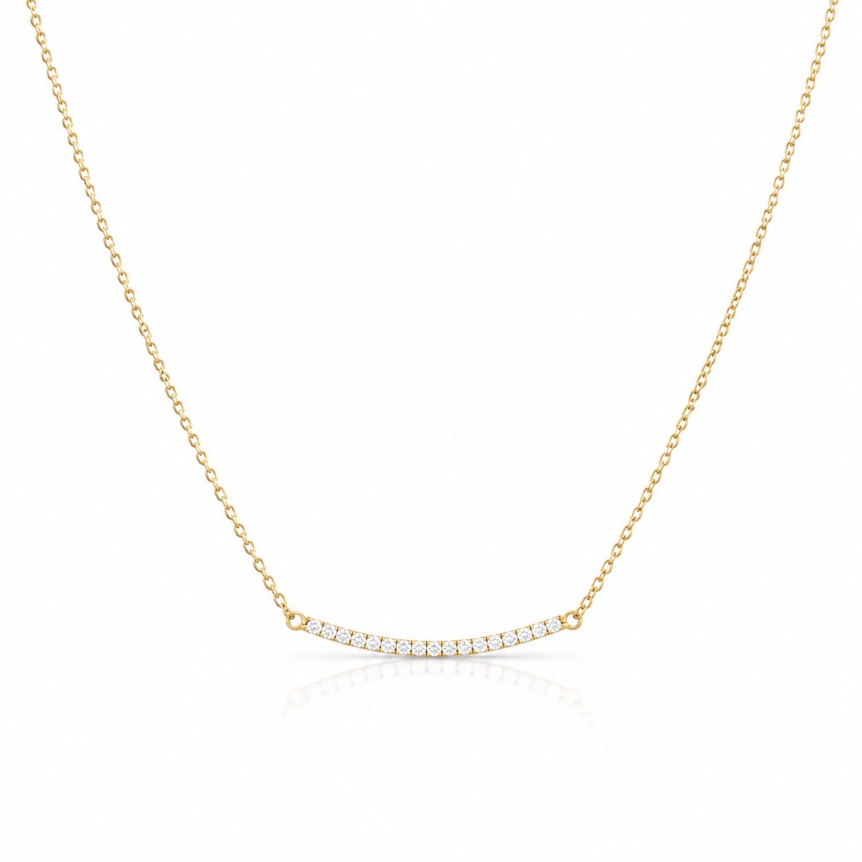 Small CZ Curved Necklace Necklaces Iishii Designs NCG4058 Gold 