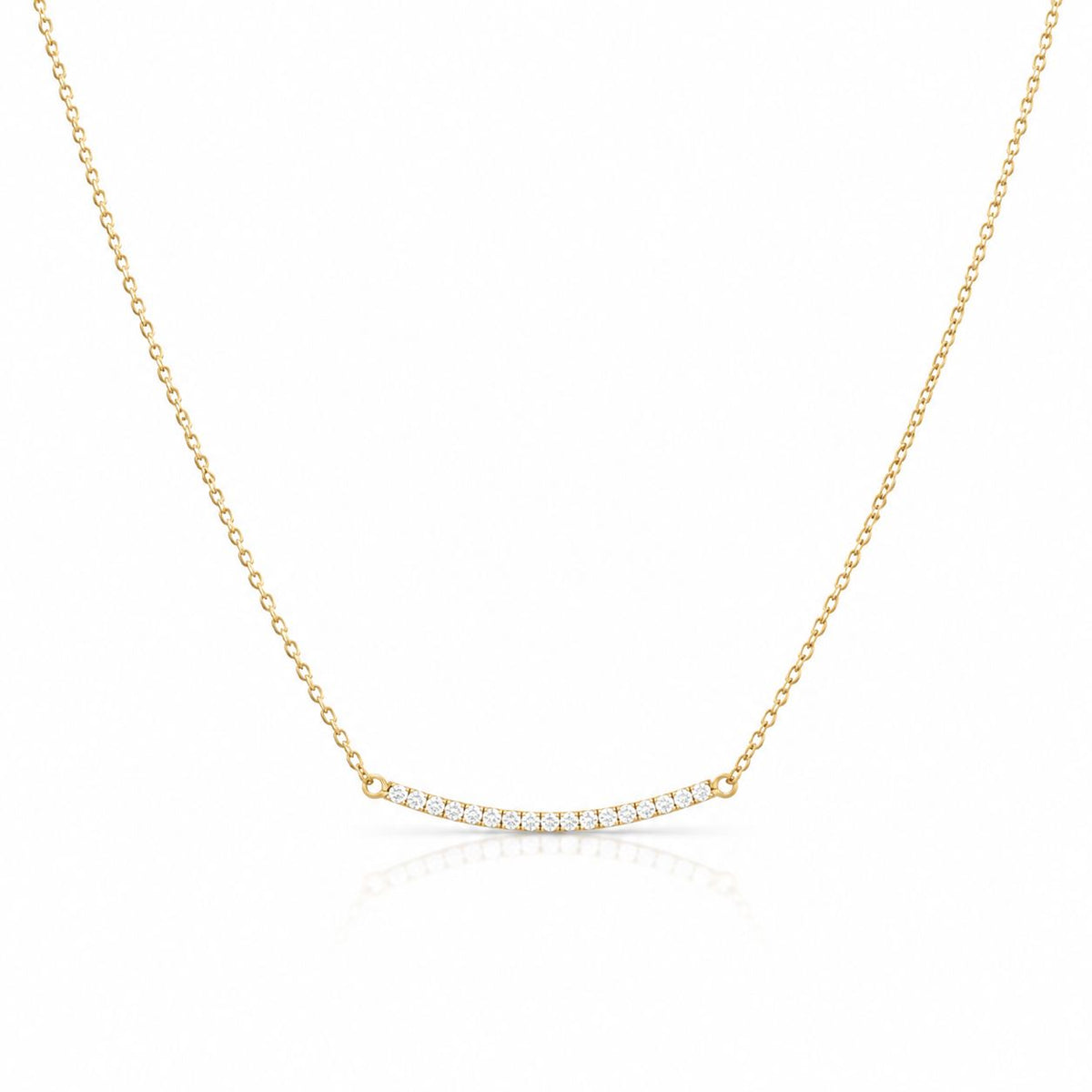 Small CZ Curved Necklace Necklaces Iishii Designs NCG4058 Gold 
