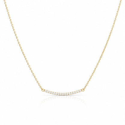 Small CZ Curved Necklace Necklaces Iishii Designs NCG4058 Gold 