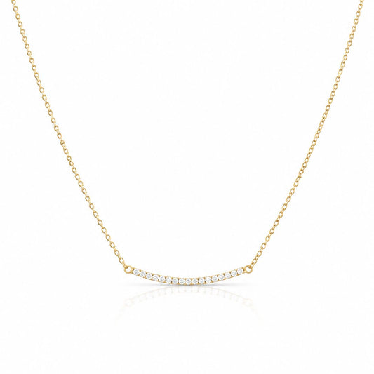 Small CZ Curved Necklace Necklaces Iishii Designs NCG4058 Gold 
